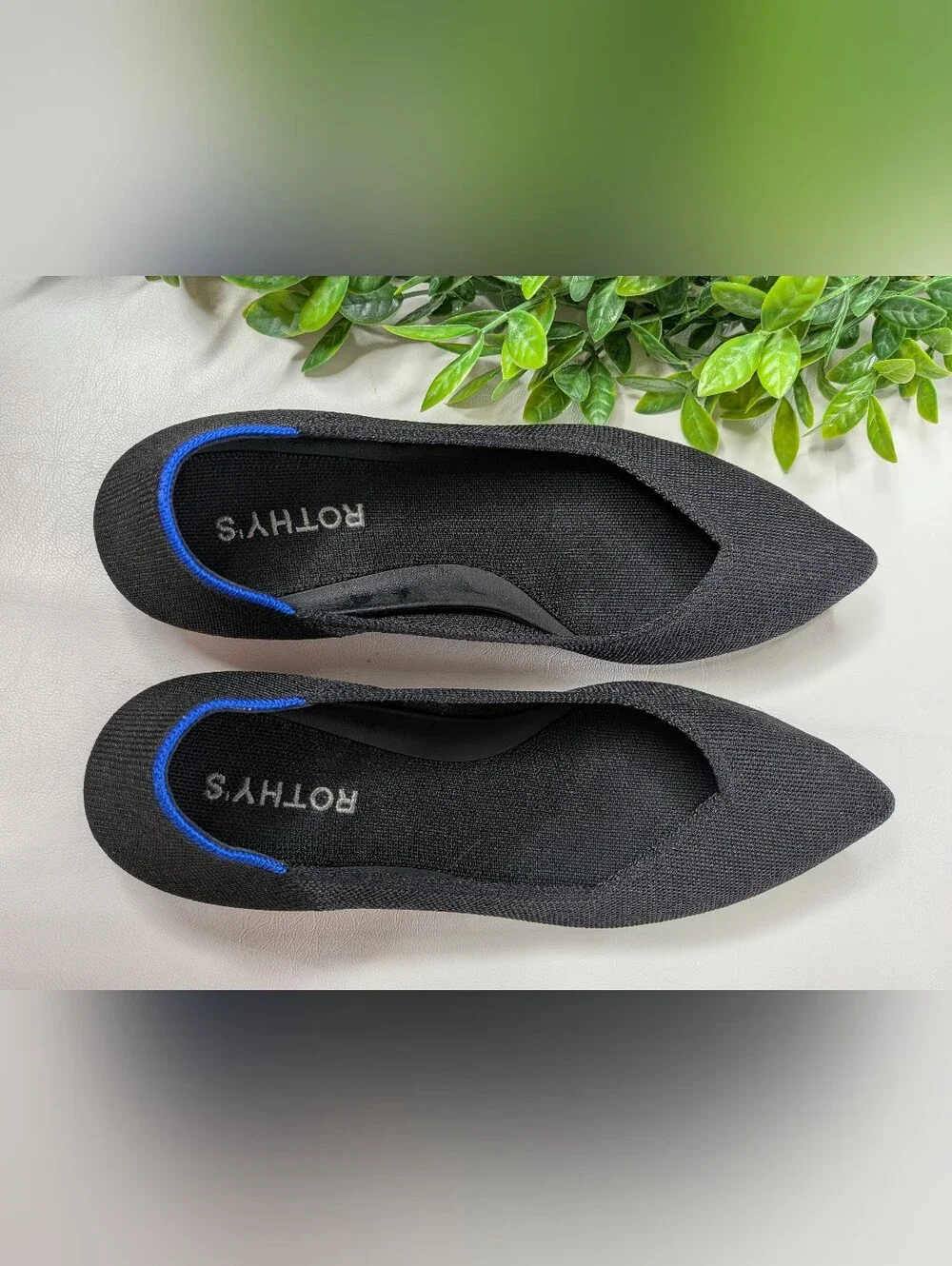 Rothys Pointed Toe Flats Black Size 8.5